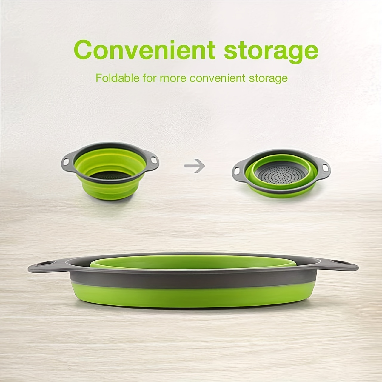 2pcs Collapsible Silicone Drain Basket for Camping Portable Fruit Vegetable Wash