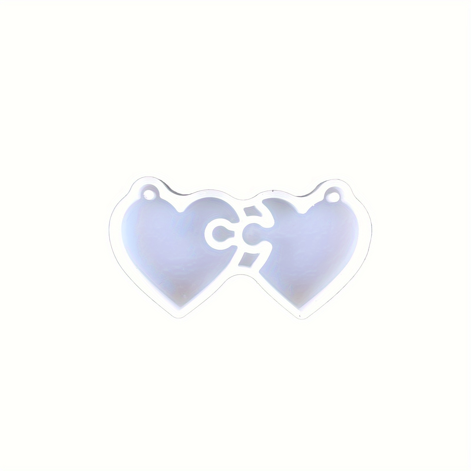 Image of 1pc Couple Love Heart Keychain Silicone Mold, Handmade Diy Couple Keychain Pendant Resin Silicone Mold