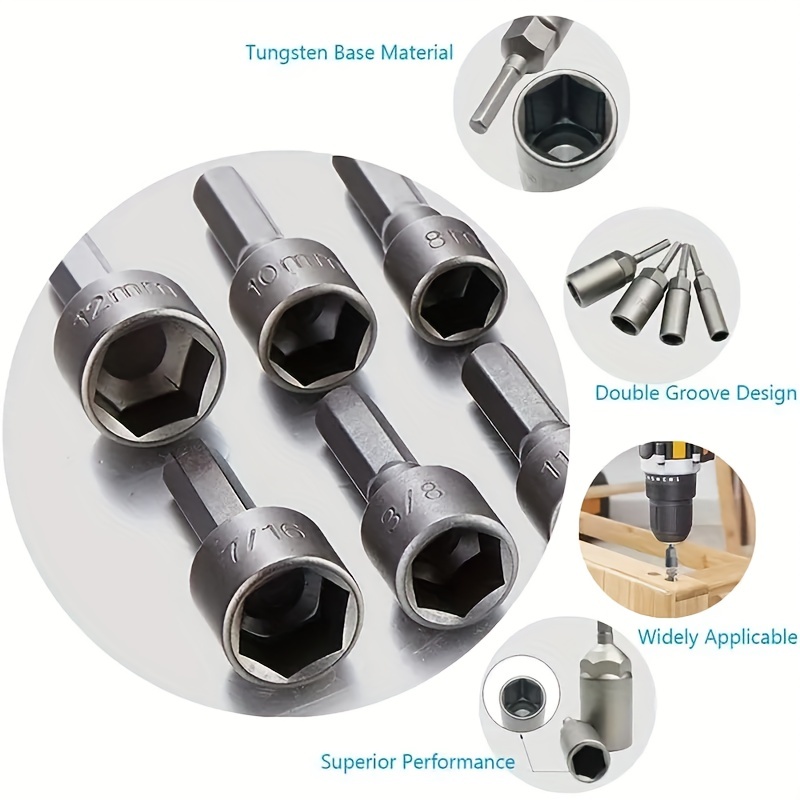 9/14 Pièces Combinaison Non Magnétique Tournevis À Écrou Hexagonal Ensemble  De Forets Adaptateur De Douille Métrique Douille Solide Pour Clé À Vis