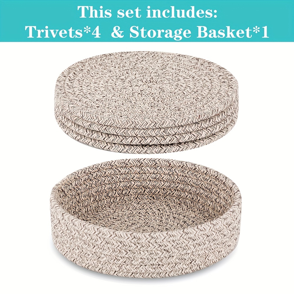 Fabric Coasters Set, Trivets For Hot Dishes, Pot Holders For Kitchen,  Cotton Rope Woven Hot Pads For Kitchen, Trivets For Kitchen Heat Resistant,  Kitchen Supplies - Temu