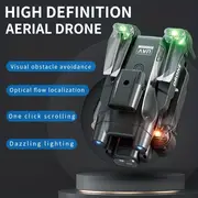 foldable drone with electrically adjustable high definition dual camera led lights intelligent obstacle avoidance optical flow positioning trajectory confrontation one click stunt rolling details 1