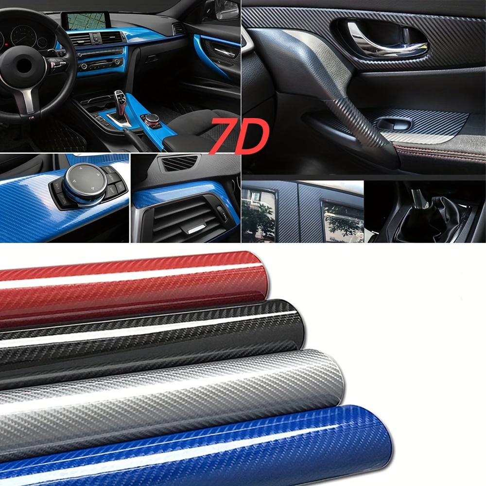 Car Accessories 7D Glossy Carbon Fiber Vinyl Film Car Interior Wrap  Stickers