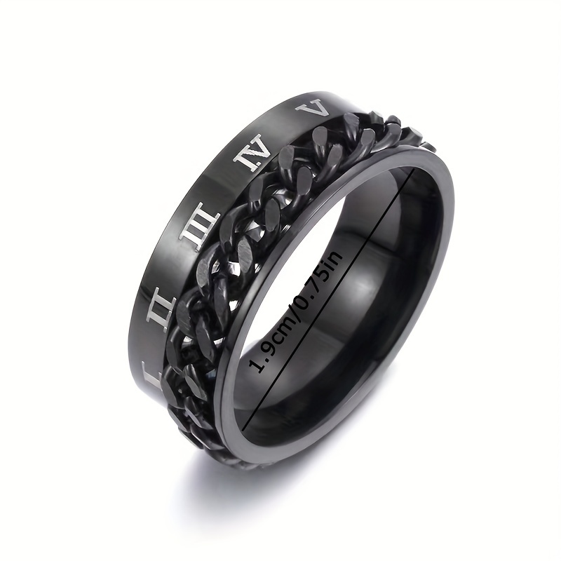 Classic Rotatable Stainless Steel Chain Rings For Men Punk - Temu