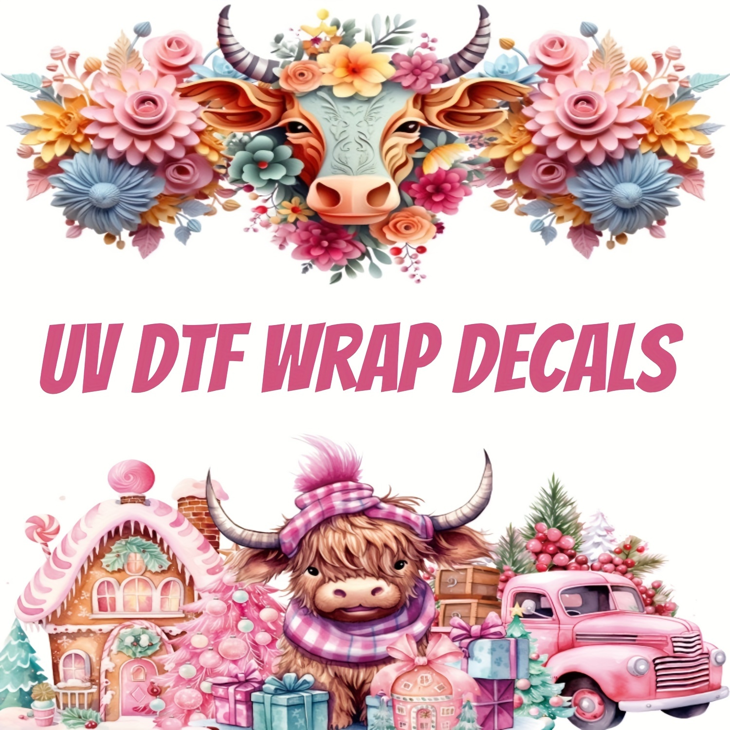 4/6pcs UV DTF Cup Wrap Decals For Any Hard Surface, 3D AI Cute Animal  Design Rub On Transfers For Crafting, UV DTF Transfer Sticker Waterproof  Sticker