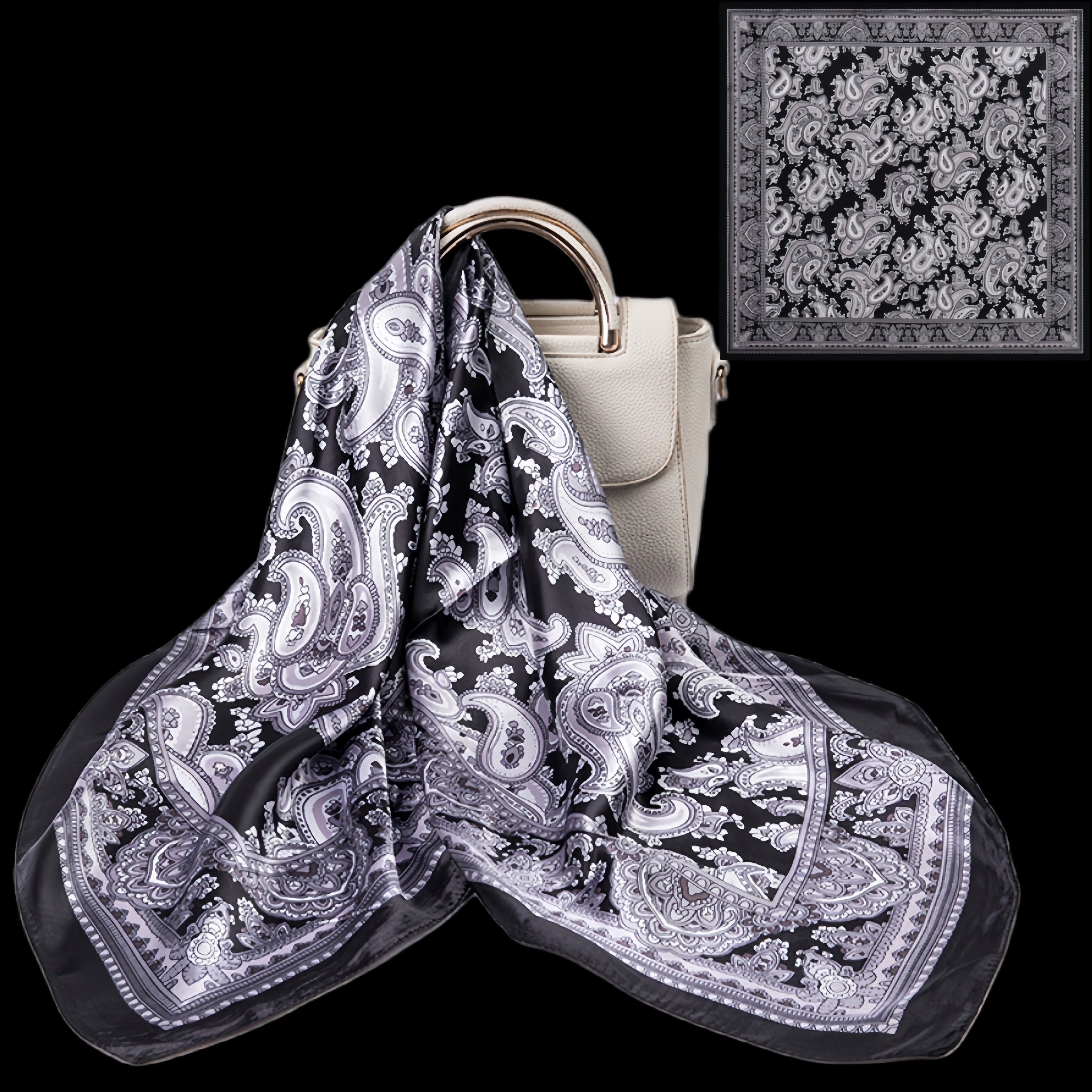 Bandana Nera Stampa Paisley Semplice Classico Foulard - Temu