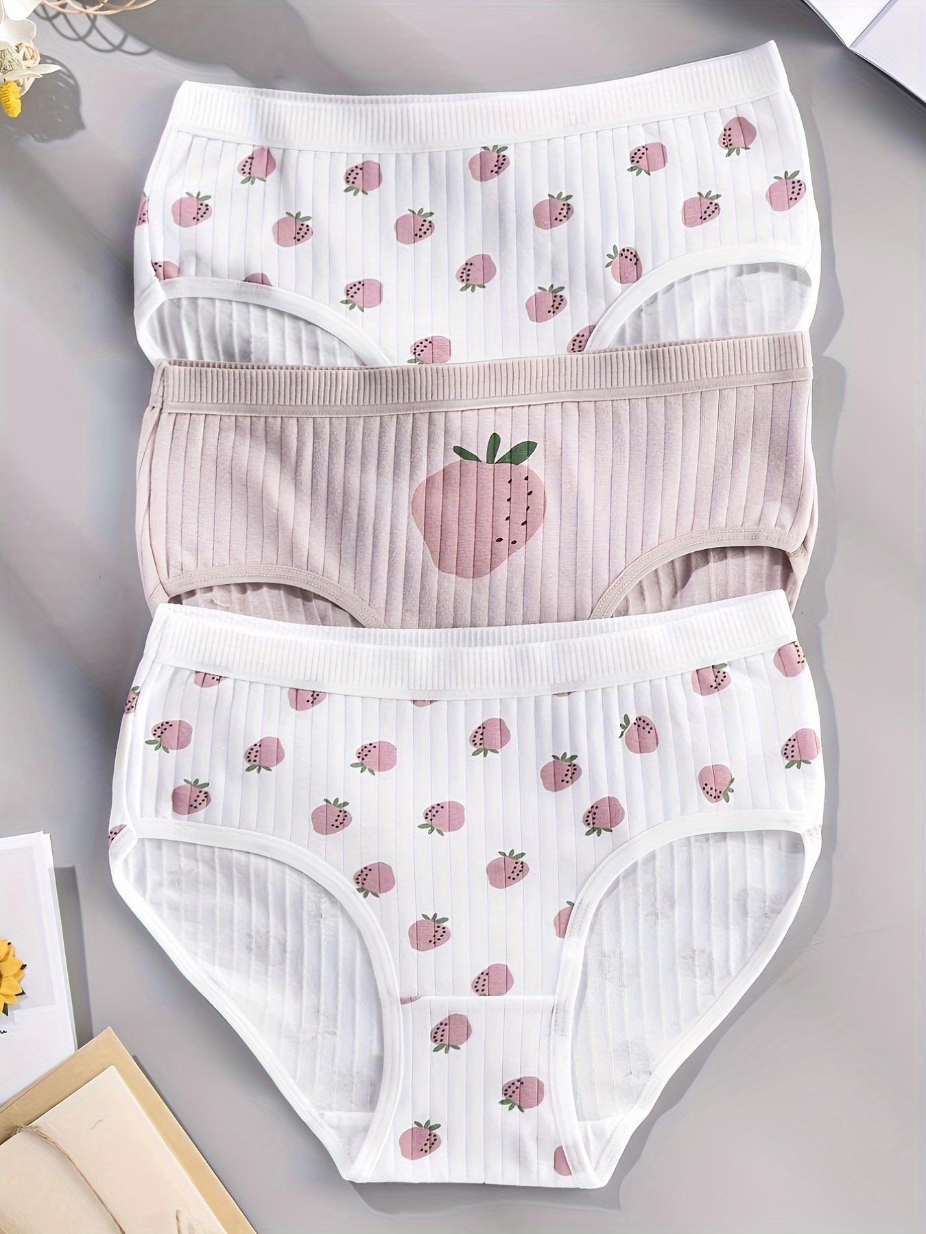 5 Pieces Cotton Panties Cute Strawberry Underwear Women Female