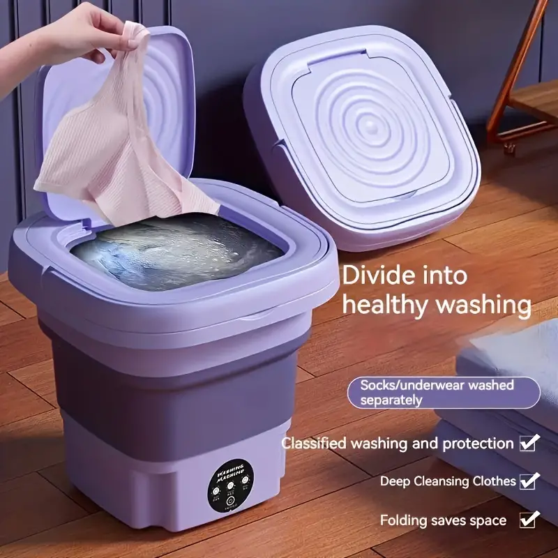 2.11gal Portable Folding Washing Machine With Collapsible Bucket, 3 Modes  Effective Steri-lizing, Suitable For Apartment, Laundry, Camping, RV, Trave