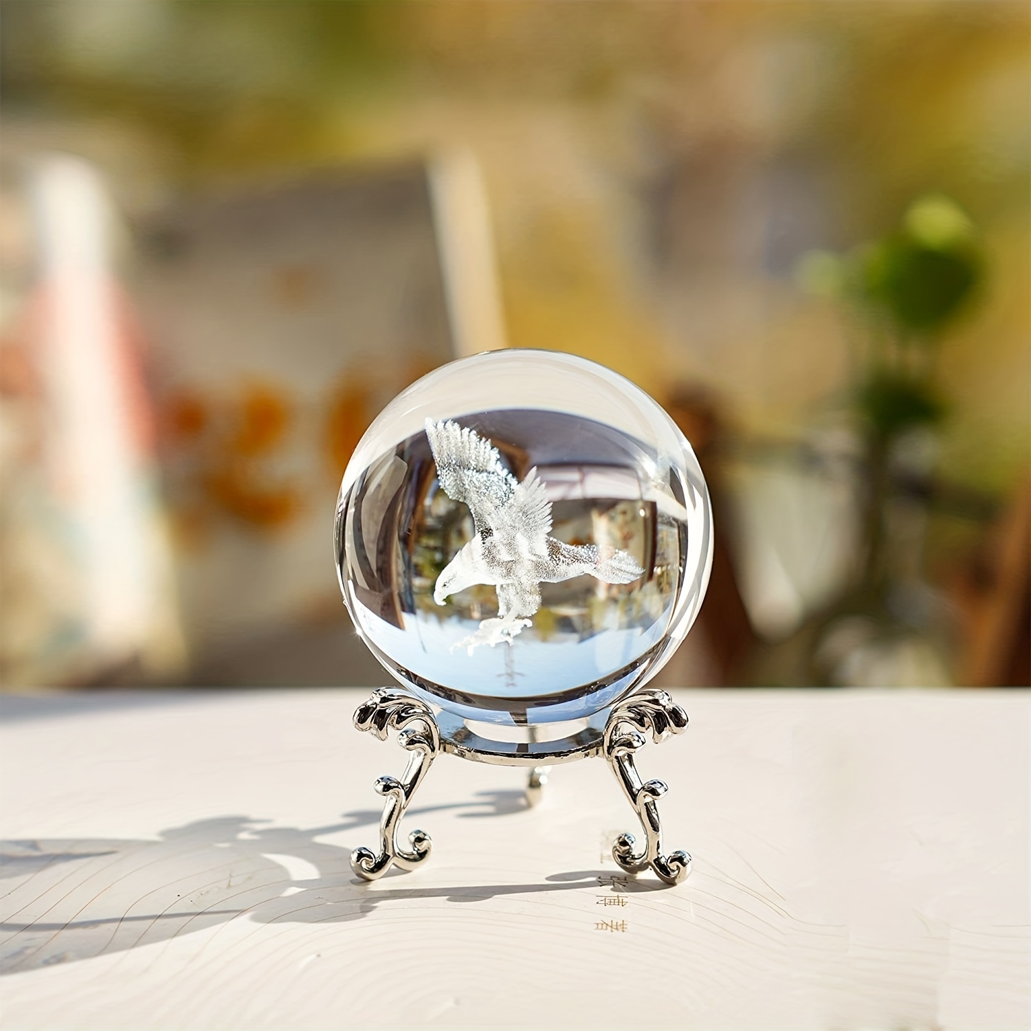 3D 60mm Laser Eagle Crystal Decorative Ball