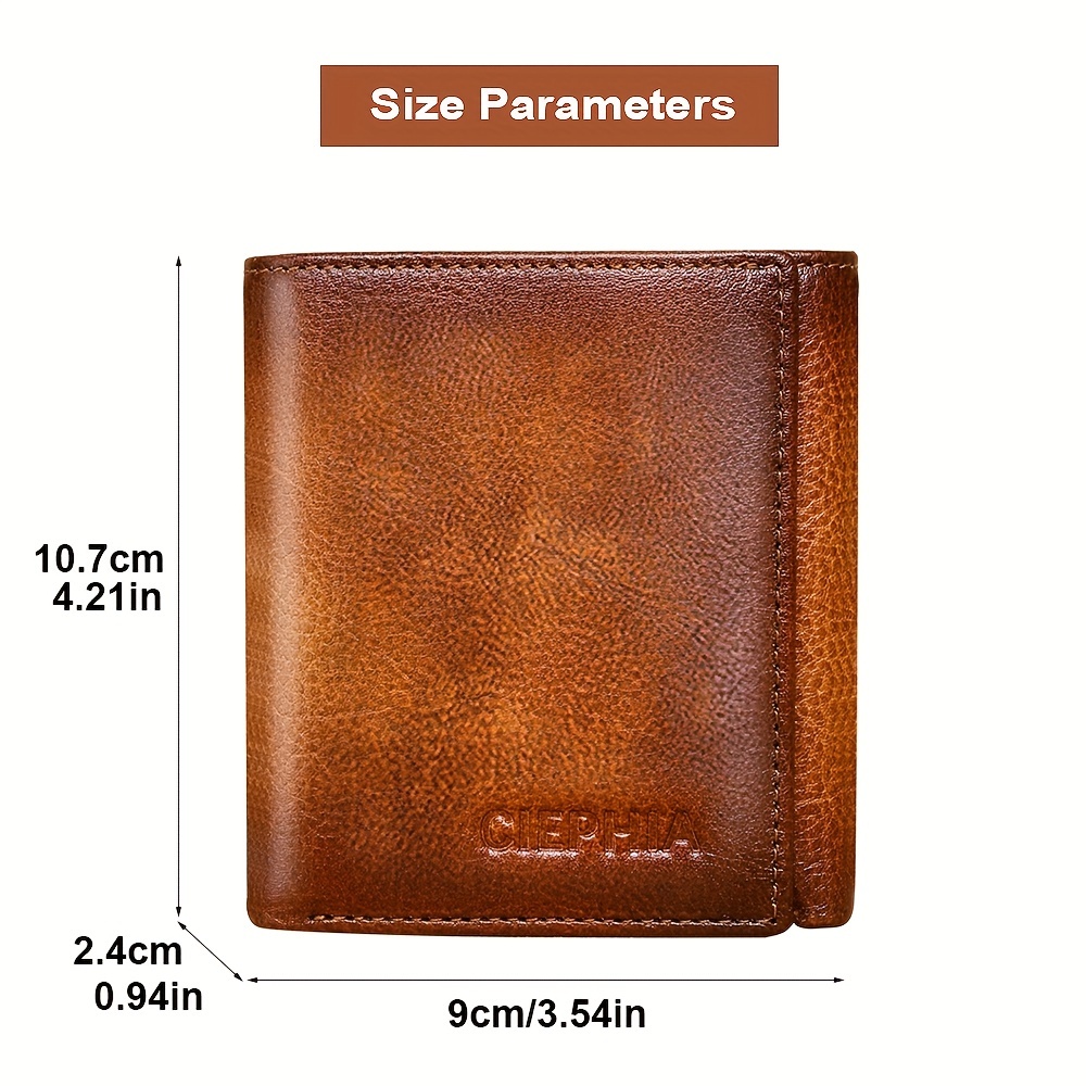 Genuine Leather Trifold Wallets For Men - Mens Trifold Wallet With ID  Window Gifts For Men RFID Blocking 