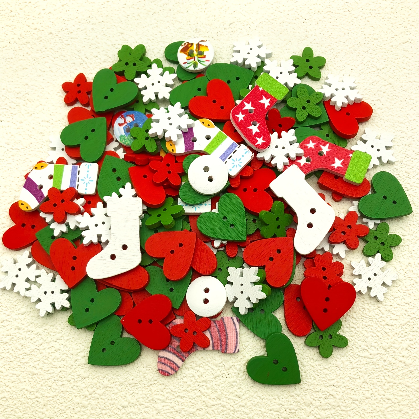 Buttons Christmas Crafts Button Wooden Sewing Wood Xmas Diy Holiday  Scrapbooking Embellishments Stocking Craft Gifts 