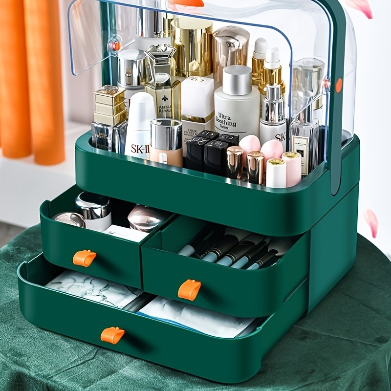 Organizador de maquillaje, caja organizadora de cosméticos resistente y al  polvo con tapa, cajas de exhibición de maquillaje, organizadores de , Cajón