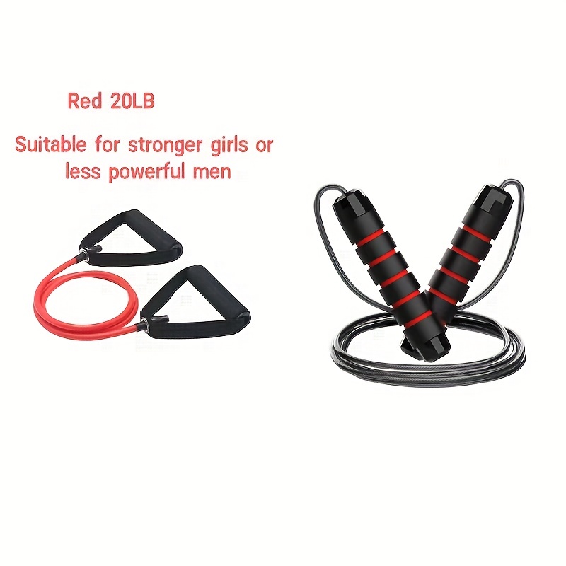 Adjustable Steel Wire Jump Rope & Resistance Band Set for Fitness Training