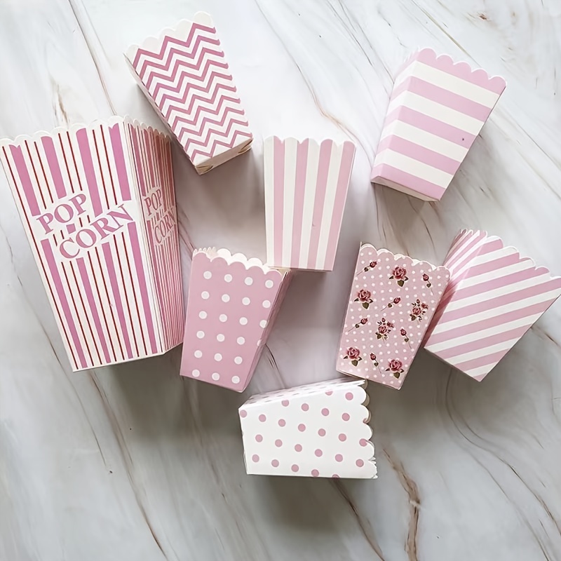 

12pcs, Disposable Popcorn Box, Pink Theme Paper Box, Snack Box, Popcorn Box, Small Cake Box, Biscuit Box, For Restaurants/cafes
