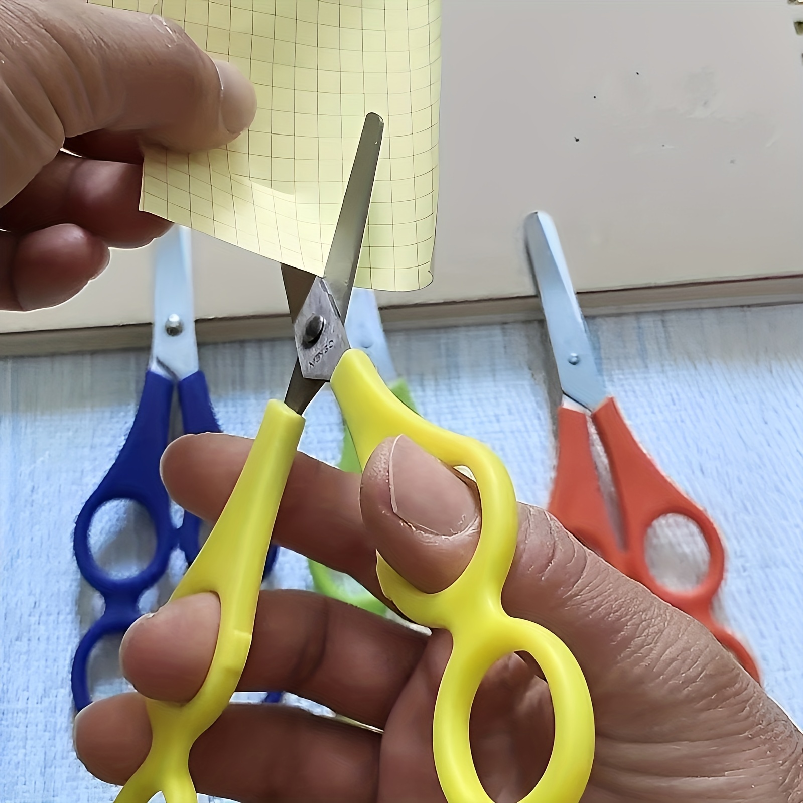 Safe Student Stationery Scissors Stainless Steel Elastic Band With Sheath Office  Desk Scissors Home Rebound Scissors Paper Cutting - Temu United Arab  Emirates