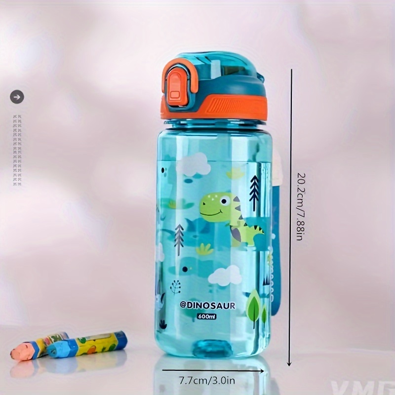 Portable Children's Cartoon Water Bottle With Bouncing Cover - Temu
