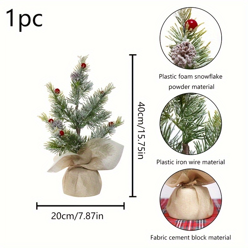 Artificial Mini Pine Tree With Burlap Root Ball Holiday Tabletop Decor