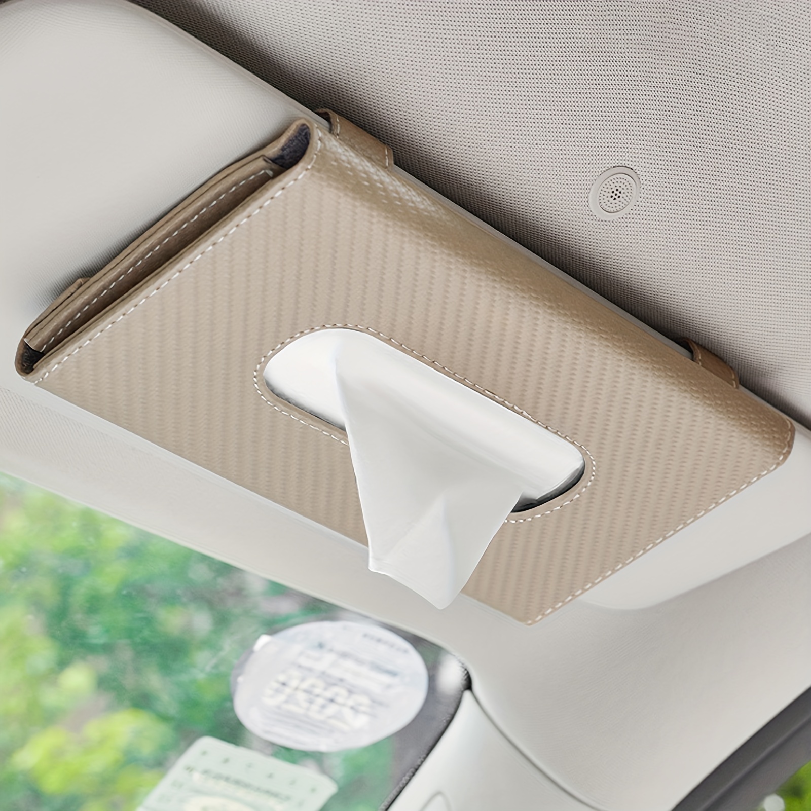 Np Car Tissue Holder Car Visor Napkin Box Pu Leather - Temu