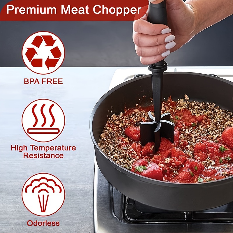 1pc, Meat Chopper, Heat Resistant Meat Masher For Hamburger Meat, Ground  Beef Masher, Nylon Hamburger Chopper Utensil, Ground Meat Chopper, Non  Stick Mix Chopper For Mix Chop, Potato Masher Tool
