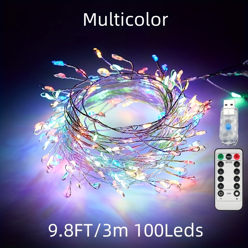 LED Firecracker Fairy Lights 8 Modes Remote Timer Waterproof