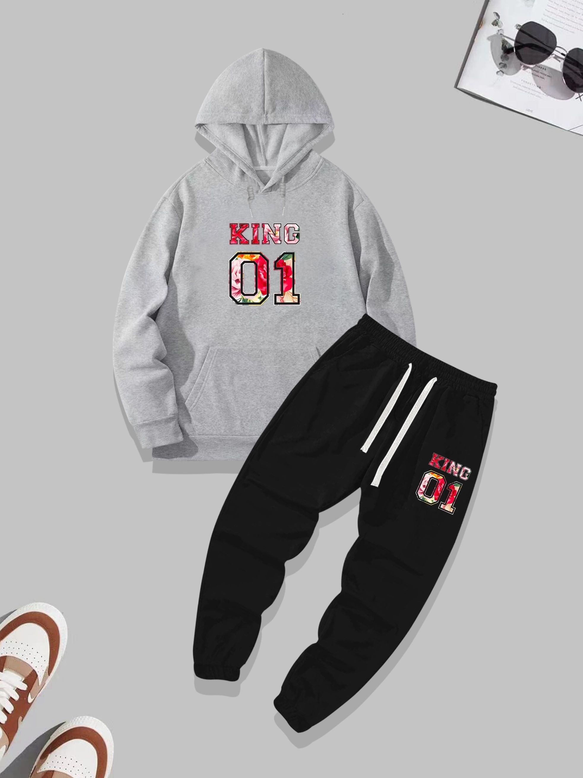 King 01 Print Mens 2pcs Outfits Casual Hoodies Long Sleeve Pullover Hooded  Sweatshirt And Drawstring Sweatpants Joggers Set For Spring Fall Mens  Clothing - Men's Clothing - Temu Australia