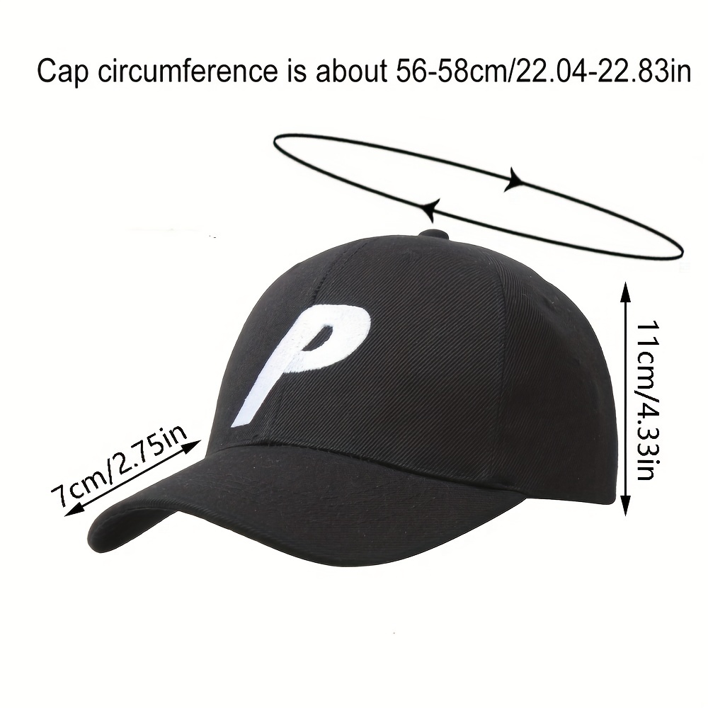 Letter P Embroidery Baseball Black Casual Sunshade Sports Hat