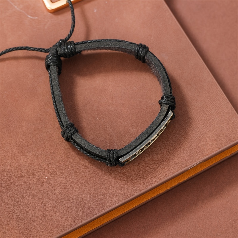 Men's Adjustable Leather Cord Bracelet