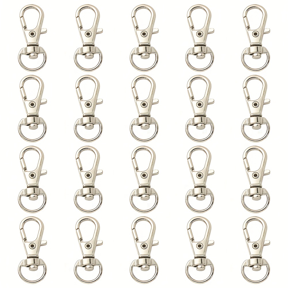 60 Pieces Key Ring Clip Hooks Twist Locks Lanyard Snap Hooks With Split Key Rings (Silver)