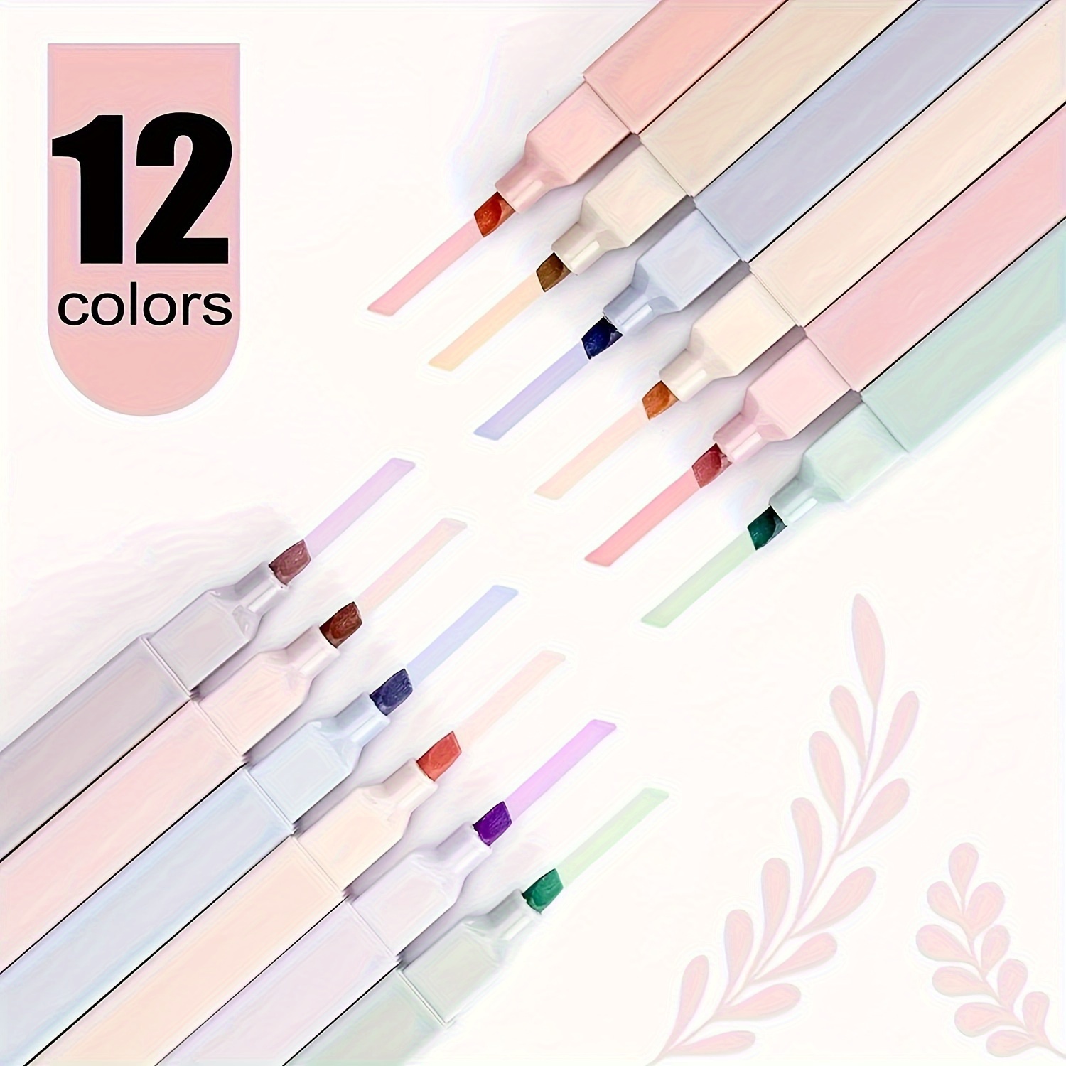 12pcs Assorted Colors Aesthetic Square Highlighters Pens Dual Tips Marker  Pen Highlighters No Bleed, Water Based, Quick Dry for School Office Journal  Supplies