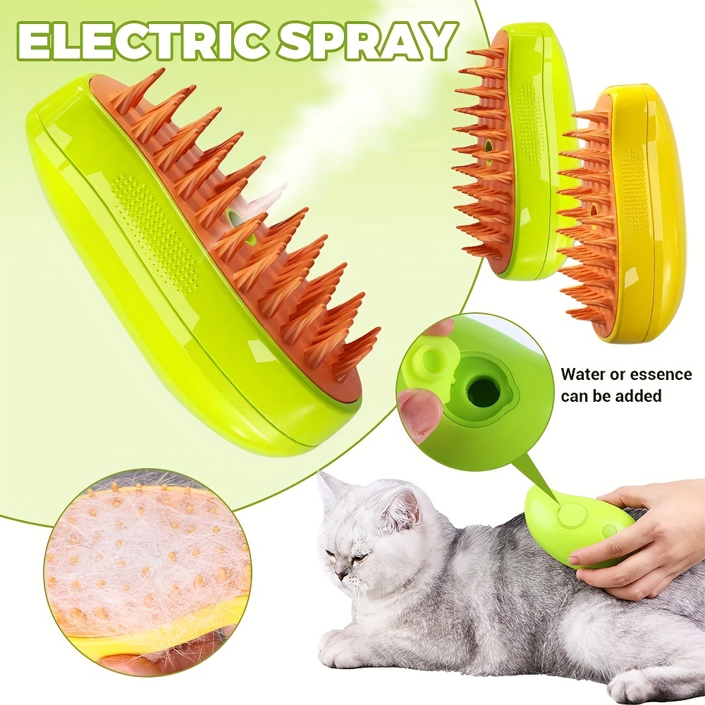 Cepillo de vapor para masaje de mascotas, peine de Aseo para gatos y  perros, pulverizador eléctrico