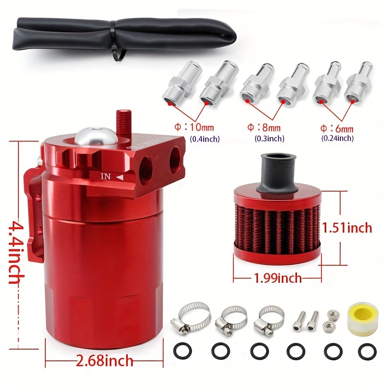Universal Car Oil Catch Can Kit Polish Baffled Automotive Reservoir Tank  300ml with Breather Aluminum Compact Dual Cylinder