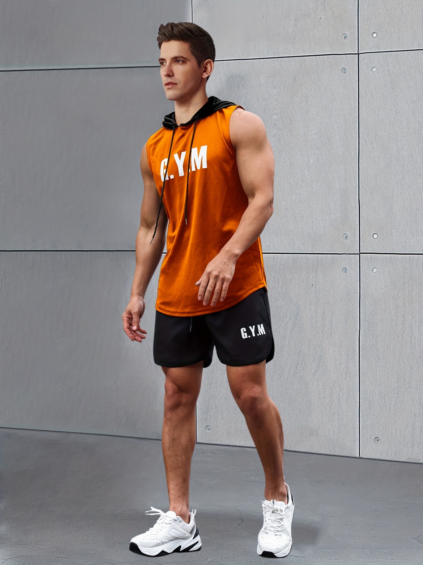 Customized Brand Logo Gym Sleeveless Shirt Mens Bodybuilding Fitness Hooded Tank  Top Men DIY Graphics Printing