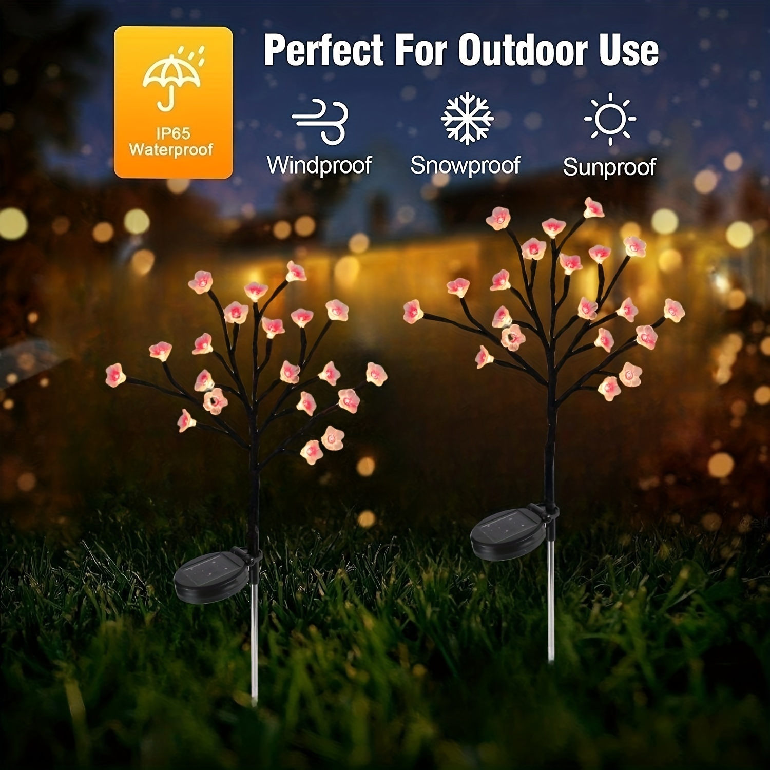 1pc solar flowers lights 20 led solar waterproof lights for outdoor pathway patio yard garden decoration for halloween christmas new year decoration details 3