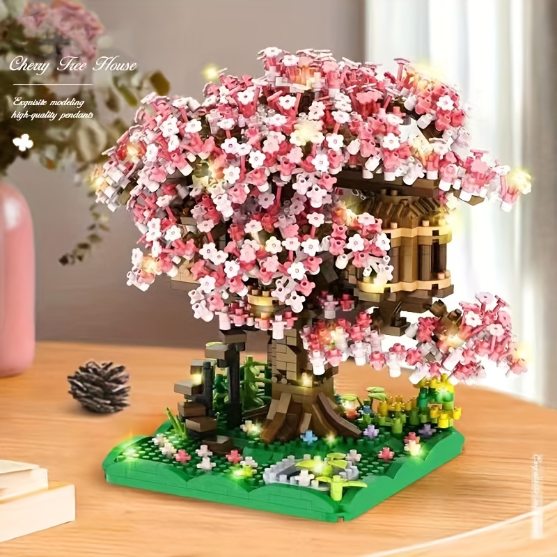 upgraded version cherry tree house bonsai construction set building blocks diy toys home decoration ornaments halloween thanksgiving day christmas gifts