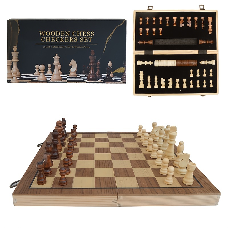 Wooden Luxury Chess Pieces Chess Family Travel Chinese Boardgame