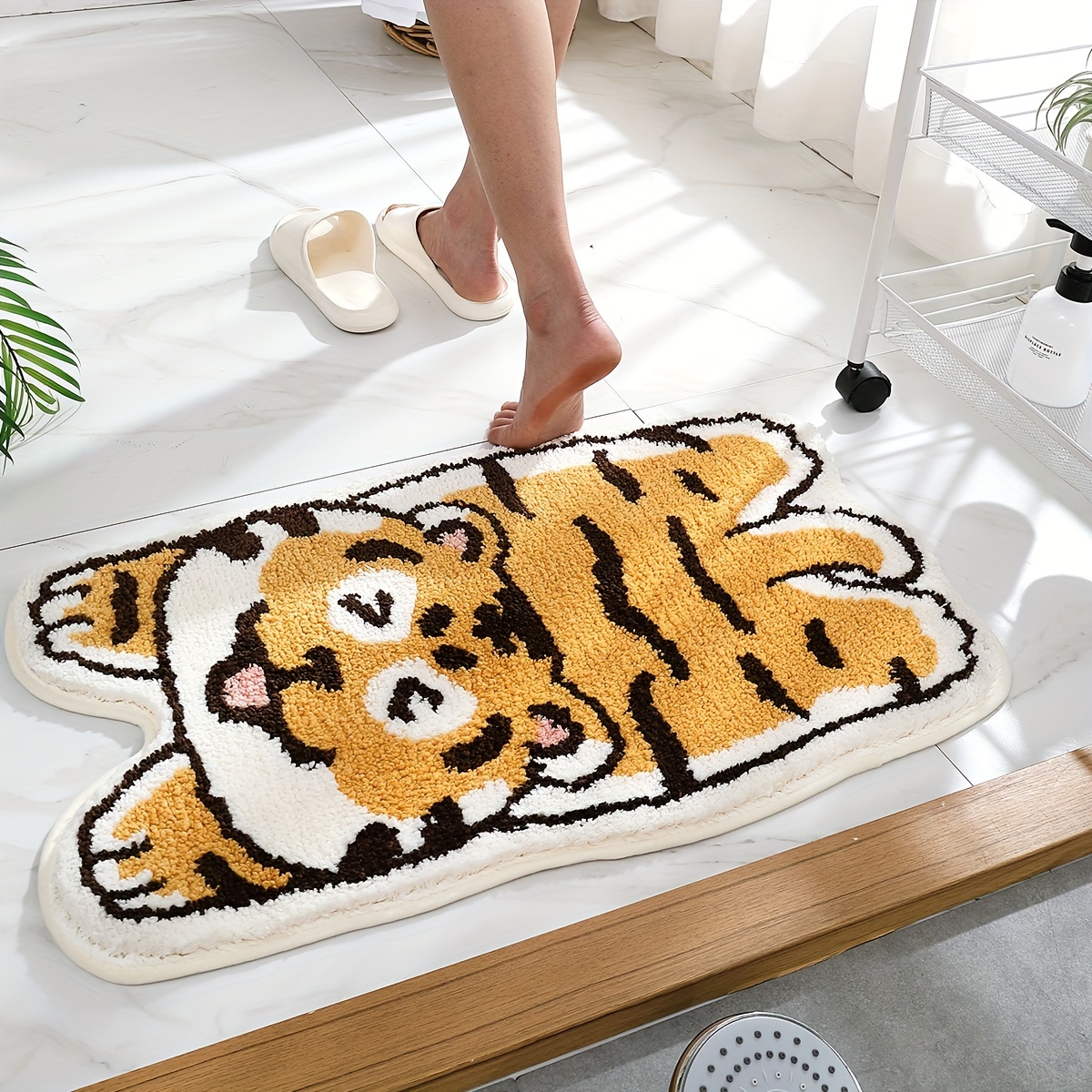 Non-Slip Bath Mat Cute Big Feet Absorbent Bathroom Rug Floor Mat Doormat  for Bathroom Toilet Shower Kitchen Home Decor 