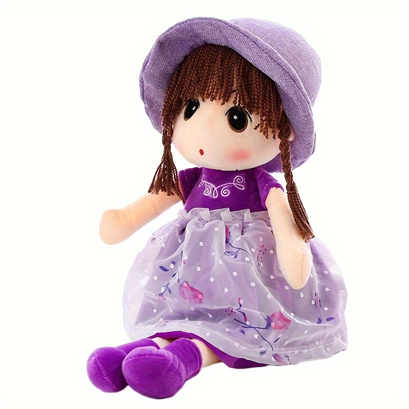 1pc 20cm High Plush Toy In Purple Dress With Long Hair For Girls, Suitable  For Festival & Birthday Gifts