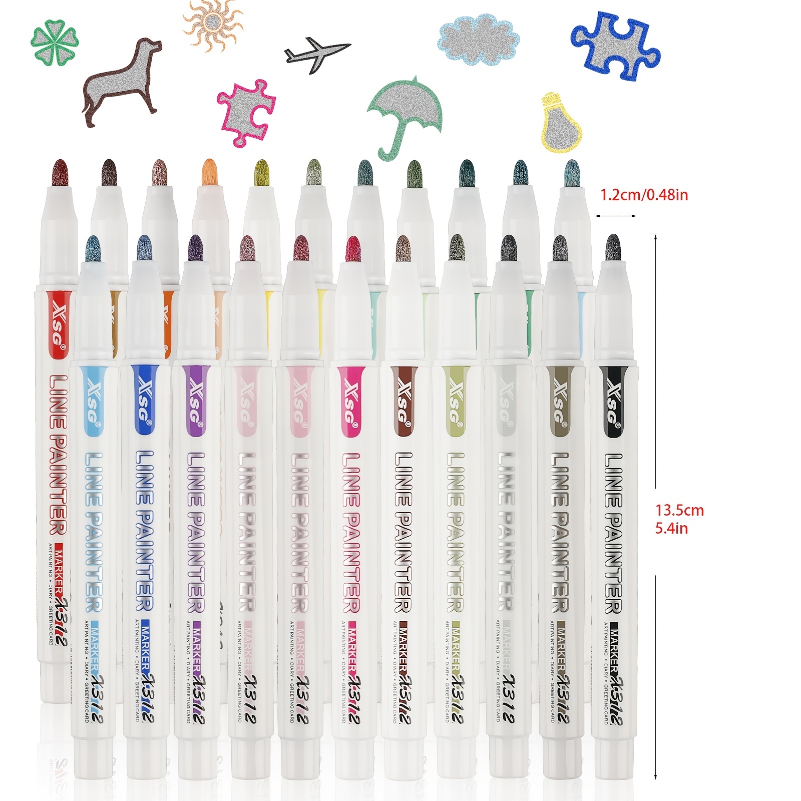 1Set 12 Colors Double Line Pen Outline Paint Marker Pens Diy Album  Scrapbooking Metal Marker Drawing Painting Doodling