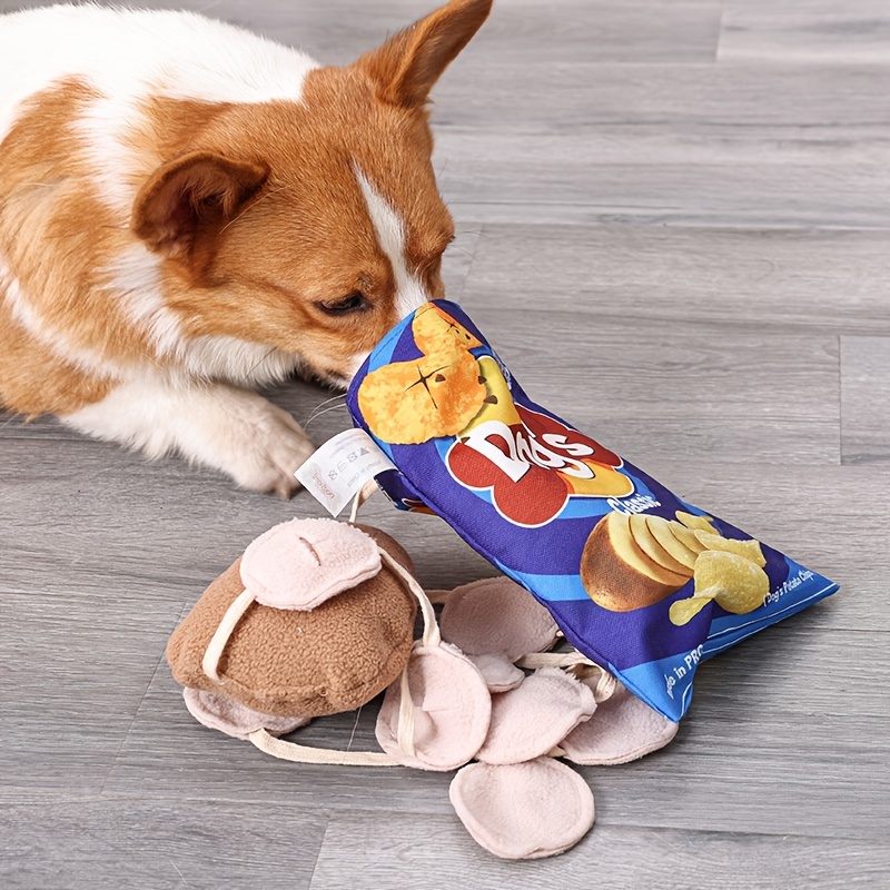 Potato Chip Bag Funny Dog Toys Plush Squeaker Food Toy For Small