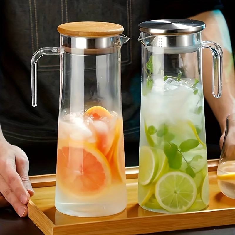 Water Pitcher Glass Pitcher With Lid And Spout Hot/cold Water & Iced Tea,  High Heat Resistance Ice Tea Pitchers - Temu