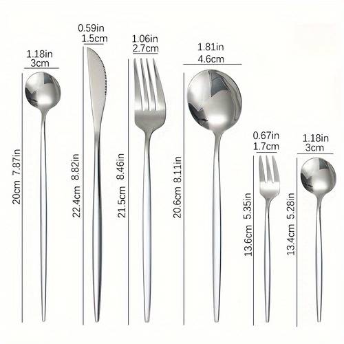 4/16/30/36pcs Stainless Steel Portuguese Cutlery Set, Include Steak Knife, Fork, Spoon And Tea Spoon, Dinner Fork, Dinner Spoon, Fruit Fork, Dessert Spoon, Mirror Polished, For Home Restaurant Hotel Party Wedding, Flatware Set
