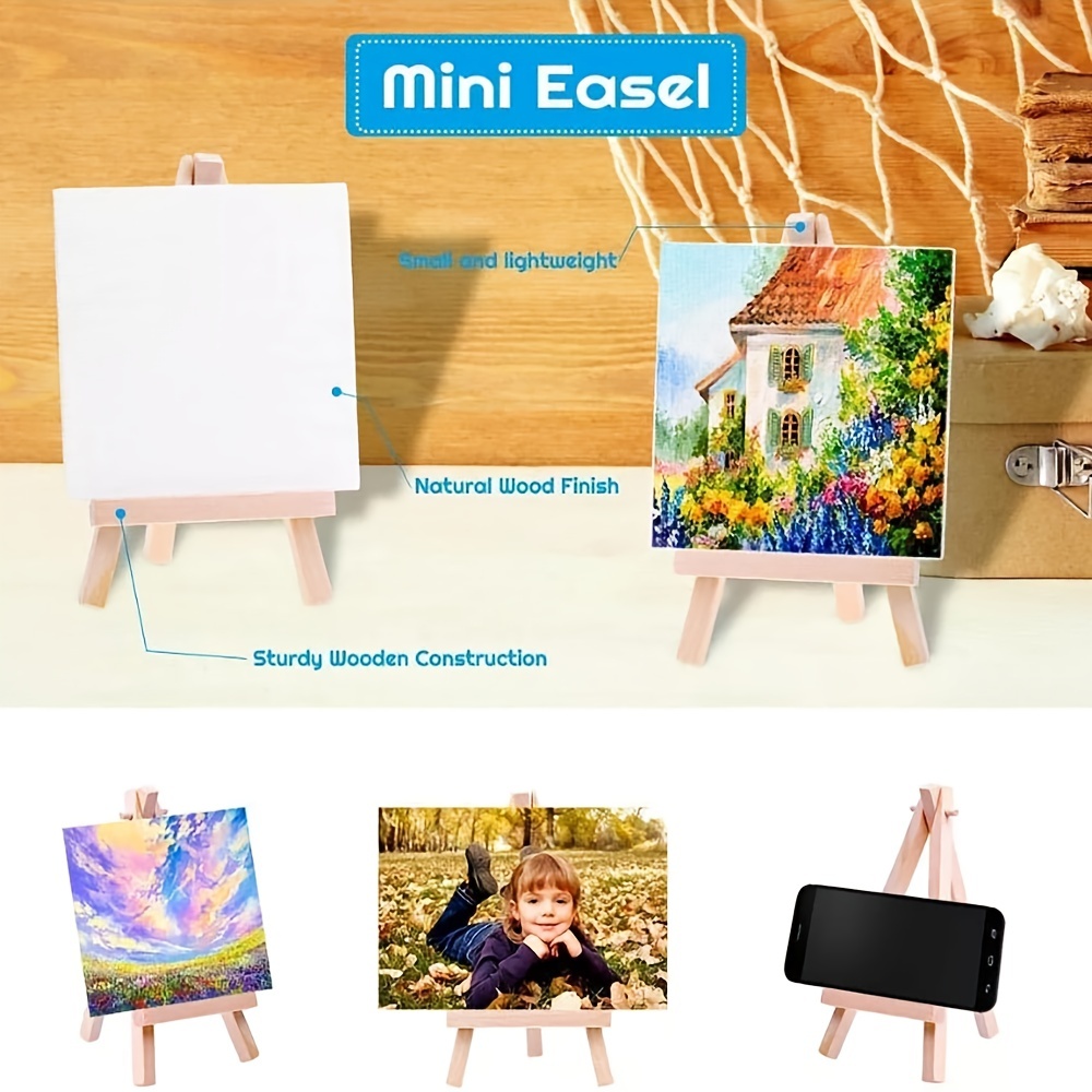 2 Sets small painting easels of Artist Canvas Board Natural Wood Display
