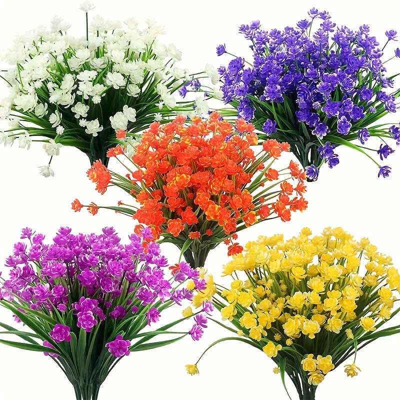 

4pcs, Bunches Of Advanced Uv Resistant And Antioxidant Artificial Plants - Very Suitable For Home And Garden Decoration To Light Up Your Home - Very Suitable For Mother's Day Gifts!