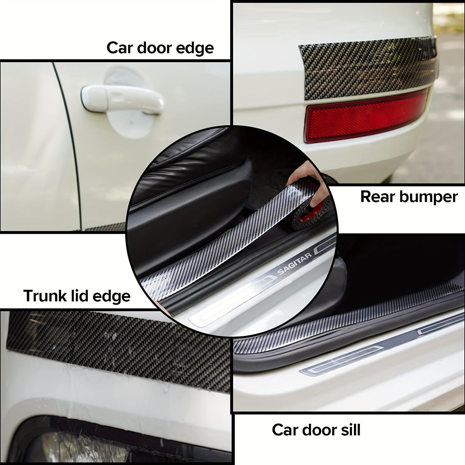 Car Rear Bumper Guard Trunk Edge Black Rubber Protector Strip Trim Cover  Trim