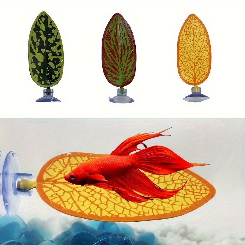1pc Betta Fish Leaf Pad Aquarium Accessories, Plastic Plants With Suction  Cup, Simulated Water Plants