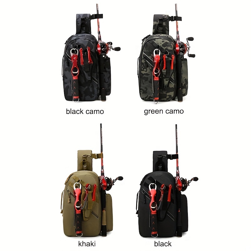 BLISSWILL Fishing Backpack Waterproof -with Rod Holder black/red New tackle  bag