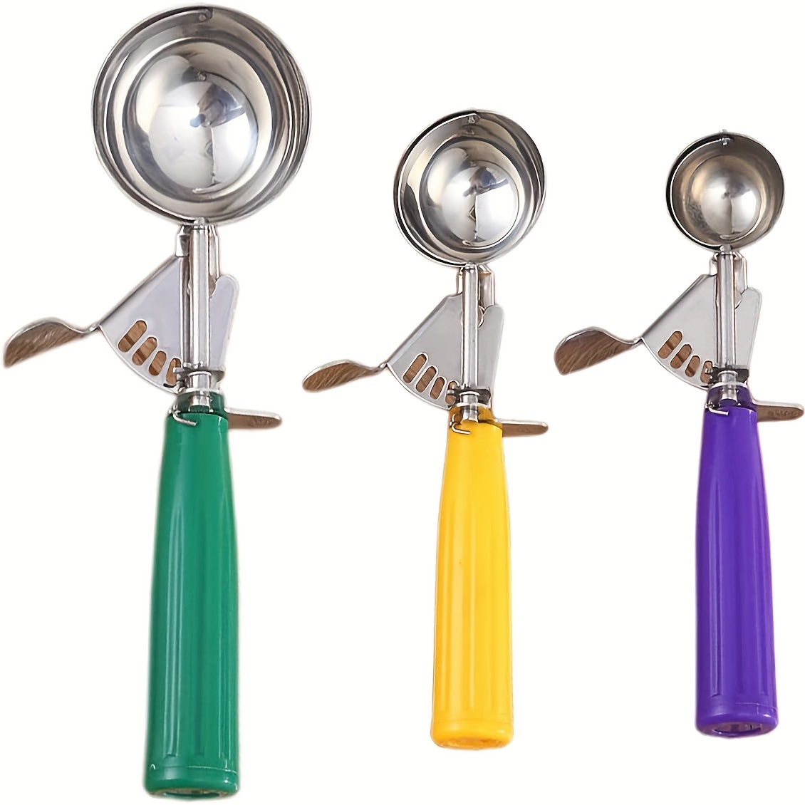 Ice Cream Scoops, Ice Cream Scoop With Trigger, Multiple Size Large/medium/ small Cookie Dough Scoop For Baking, Cookie Scoops For Baking, Melon Spoon, Ice  Cream Digger Spoon, Dessert Spoon For Party Wedding, Kitchen