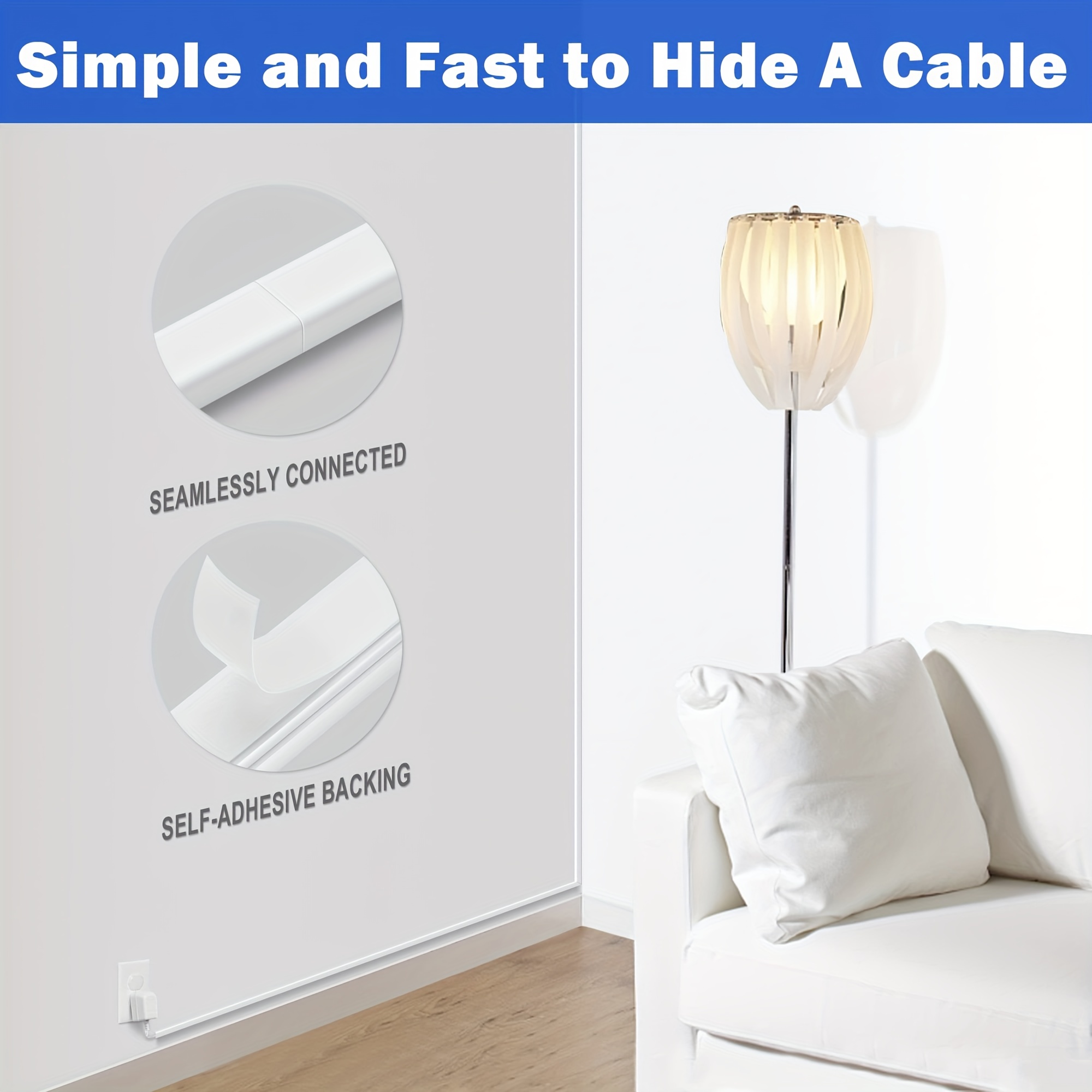 Cord Hider For One Cord, Cable Hider, Paintable Wire Covers For Cords Wall,  Pvc Wire Hider, Single Cable Raceway For A Thick Extension Cord, Wall Cord  Concealer, 6xl W H, White - Temu