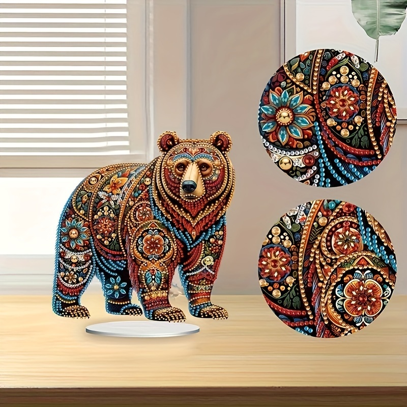 

1pc Bear Animal Pattern Diamond Painting Kit, Table Ornament Handmade Gift, Desktop Bedroom Study Decoration