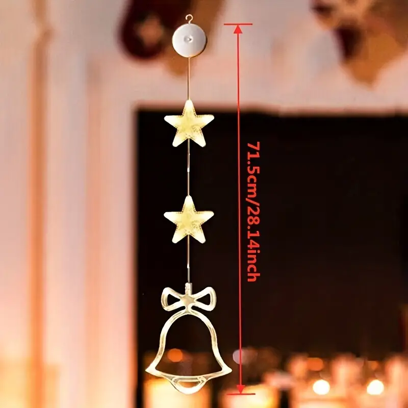 Décoration De Noël Pour Fenêtre En Verre Intérieur Avec Ventouse Lumineuse,  Étoile De Cloche Et Arbre, Guirlande Lumineuse Suspendue Pour La Maison -  Temu Belgium