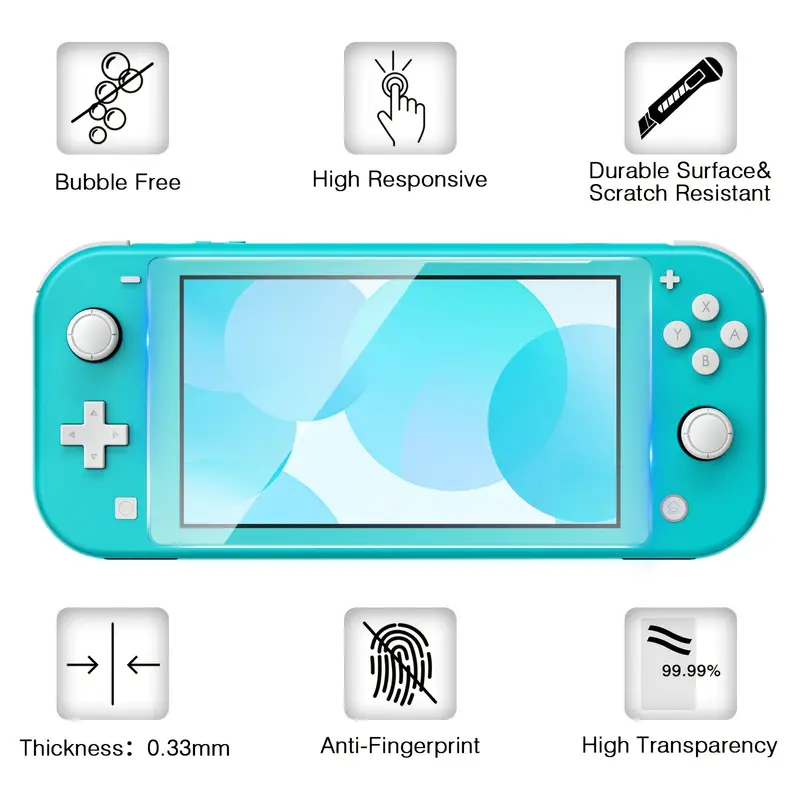 for switch lite case cover for switch lite protective case with game card storage tempered glass screen protector and thumb grip switch lite grip case anti scratch non slip case turquoise details 6